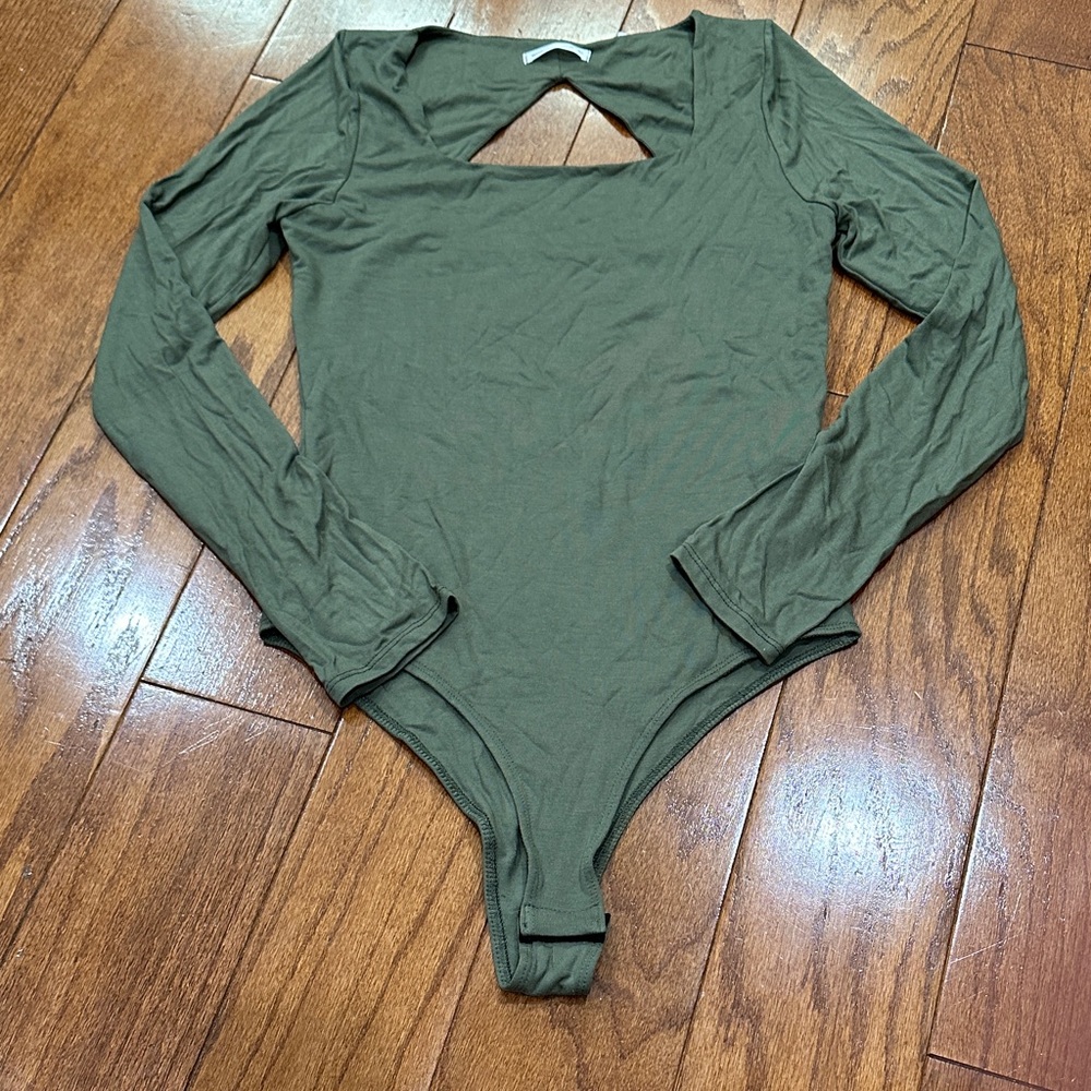Wasabi + mint olive long sleeve bodysuit with back keyhole